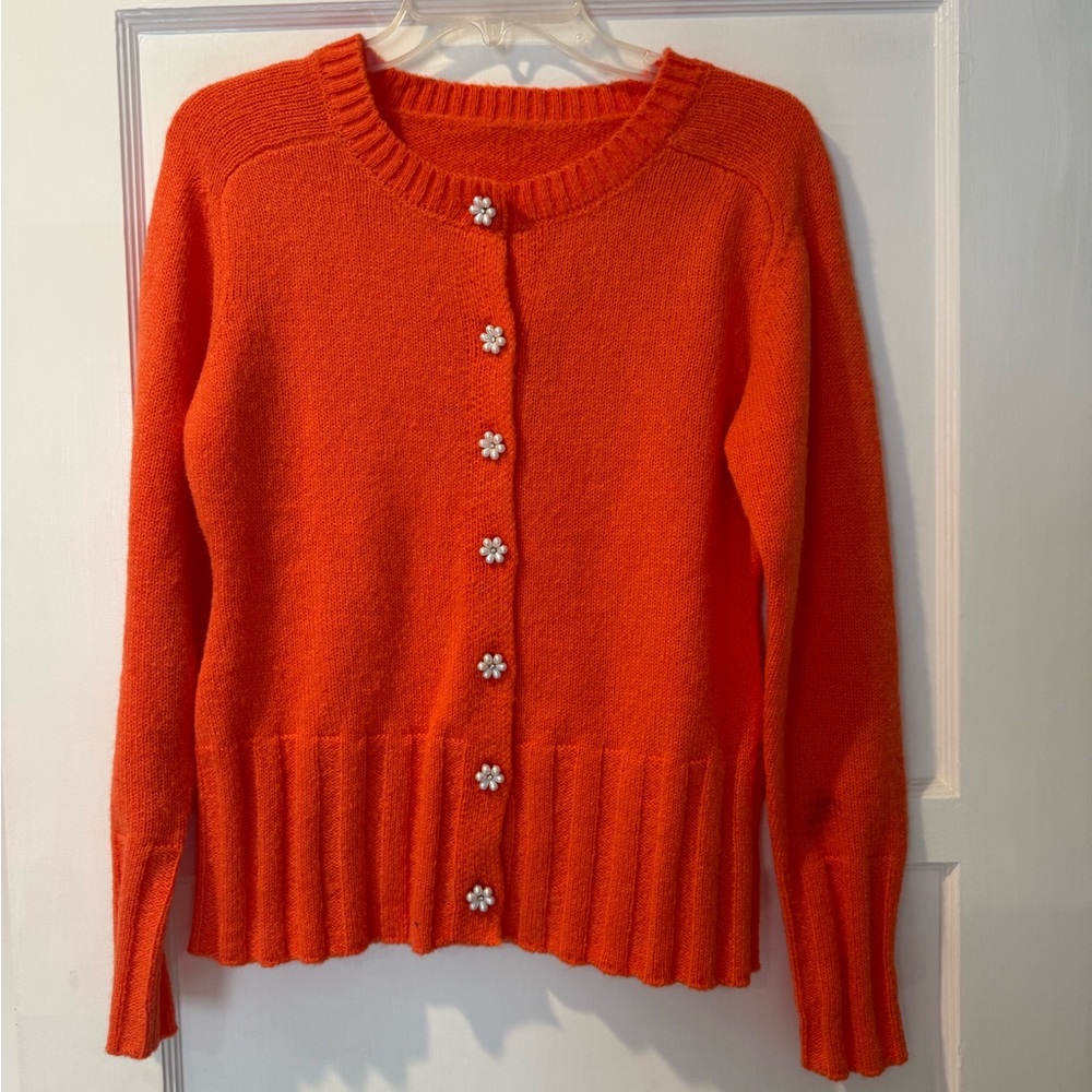 Orange Button-Up Women's Sweater